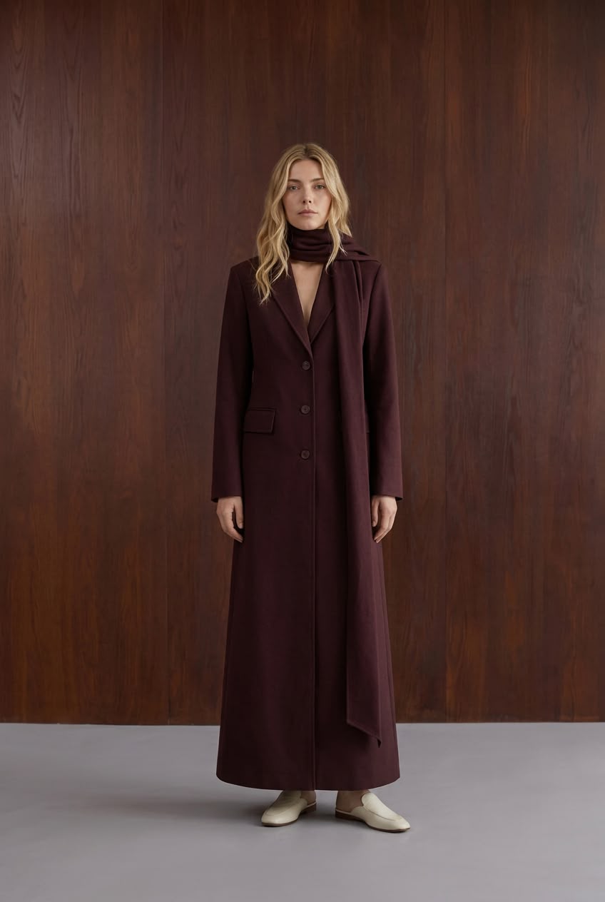Burgundy Blazer with Scarf