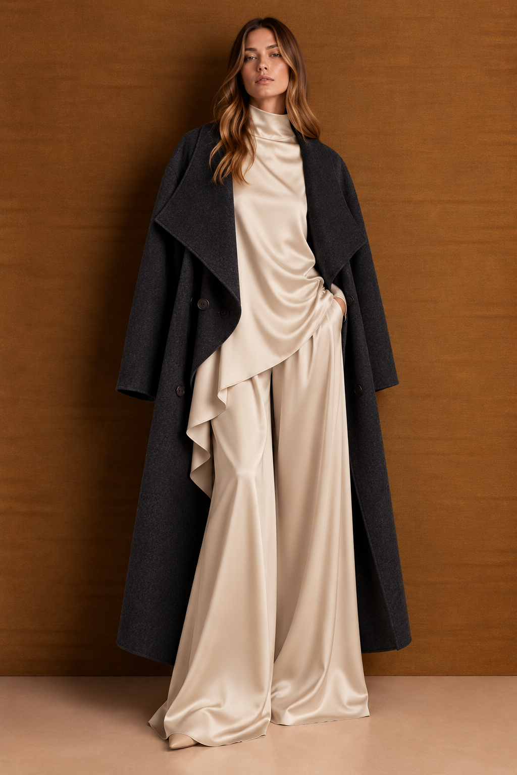 SANSIE Wool Coat Dark Grey