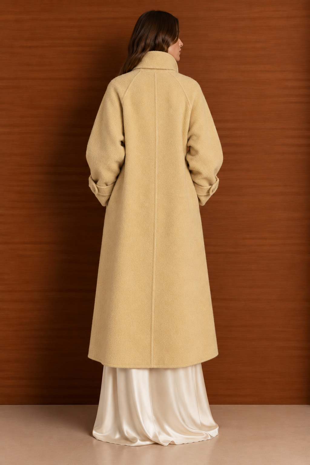 SANSIE Alpaca Wool Coat Light Yellow