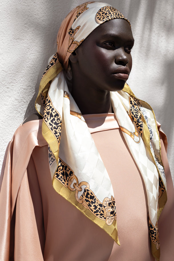 Jacquard Silk Leopard Scarf