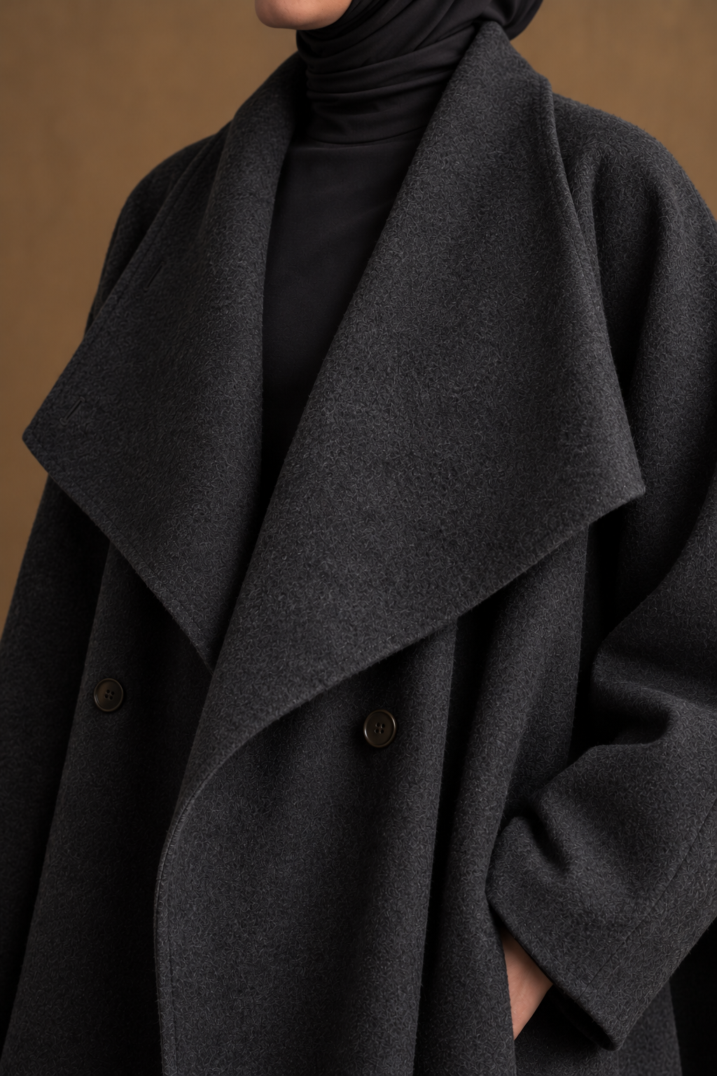 SANSIE Wool Coat Dark Grey