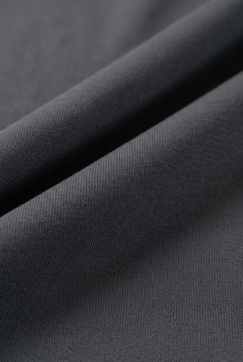 Close-up van de Charcoal Grey jerseystof