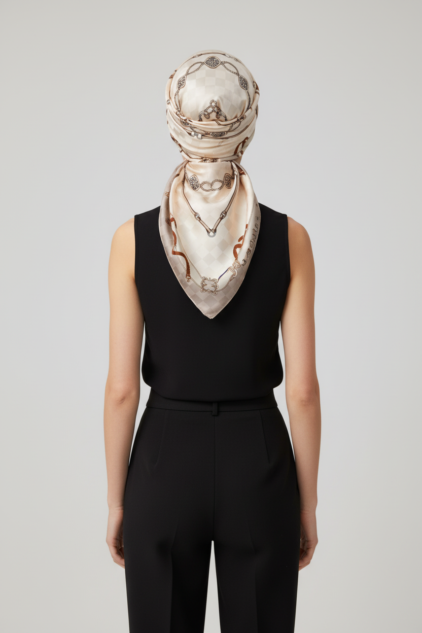 Model met sjaal - achterkant