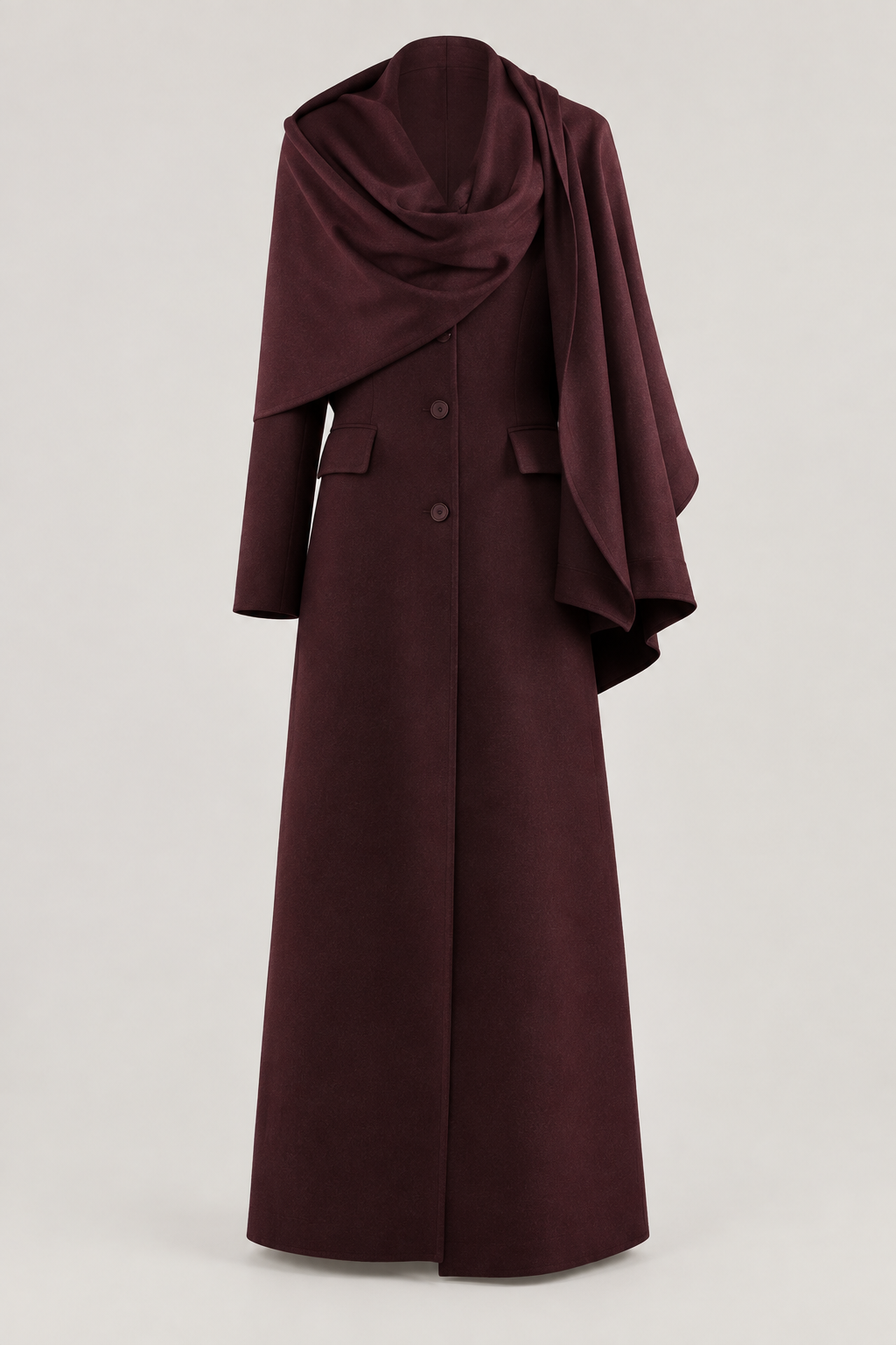 Productfoto van de bordeauxrode blazer met sjaal