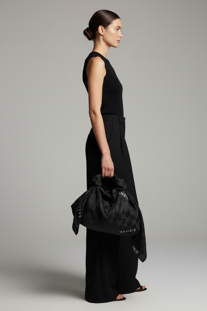 SANSIE sjaal gestyled als tas