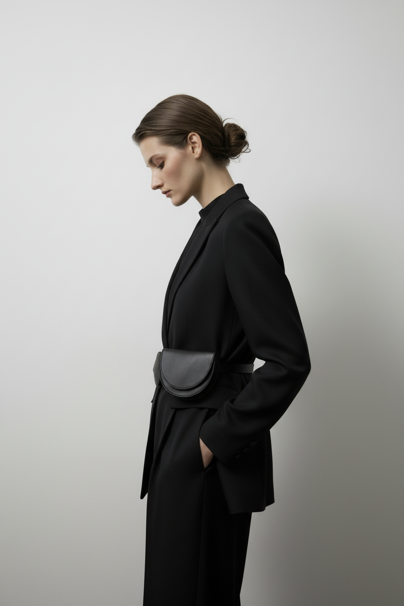 SANSIE zwarte blazer met heuptas