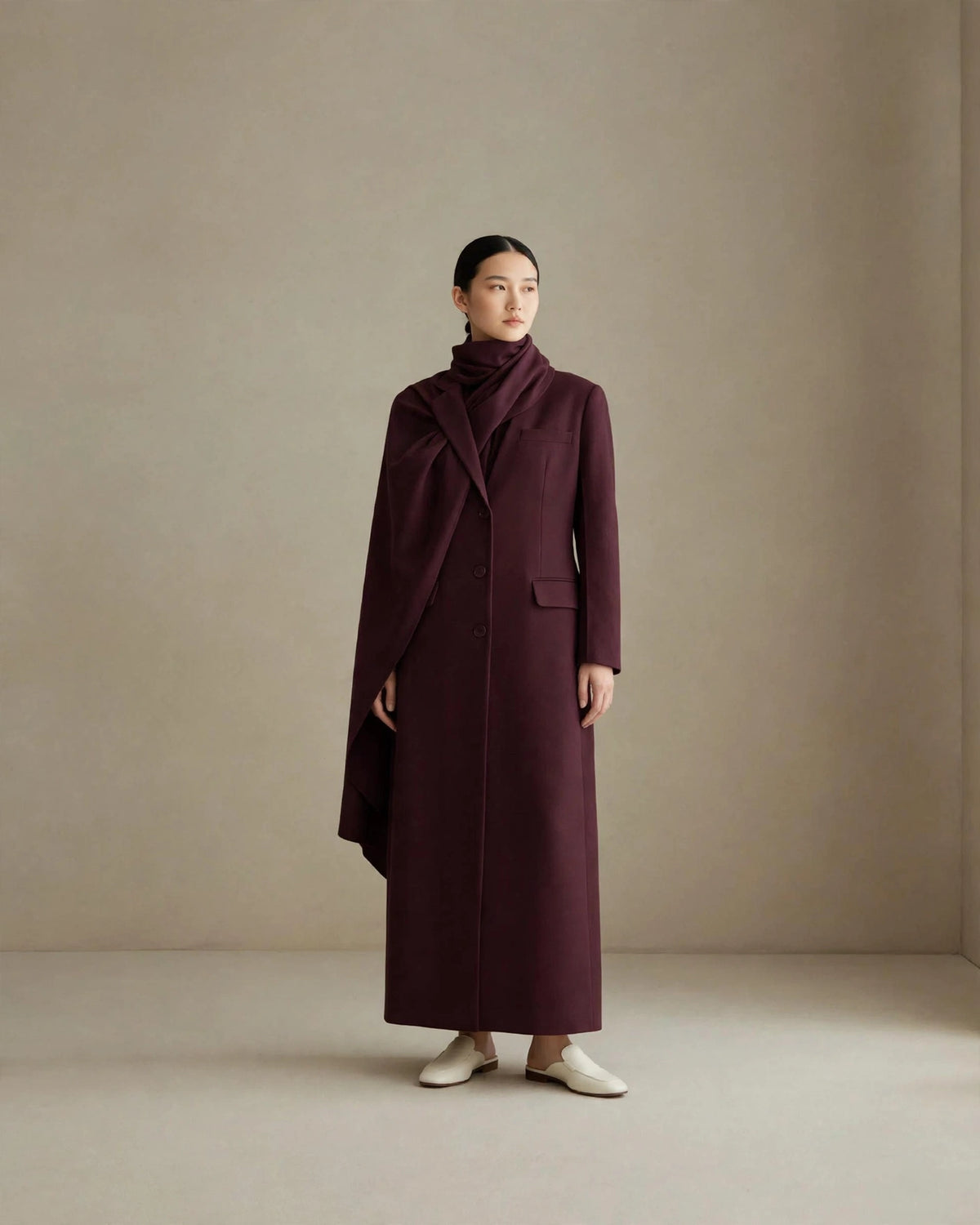 Burgundy Blazer with Scarf