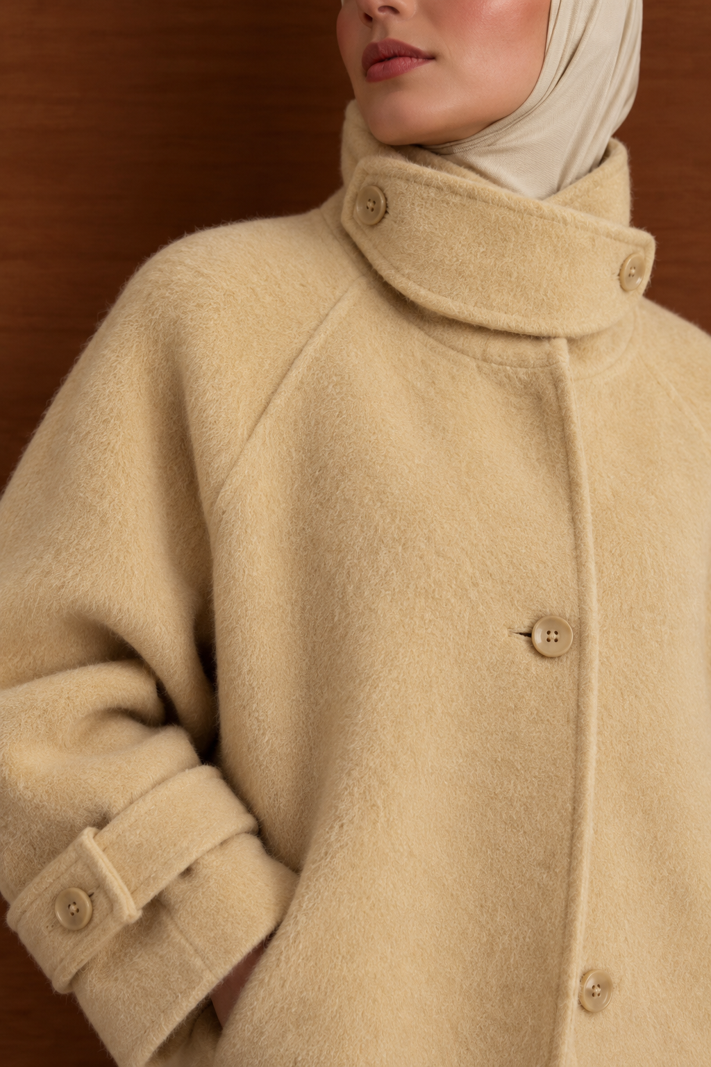 SANSIE Alpaca Wool Coat Light Yellow