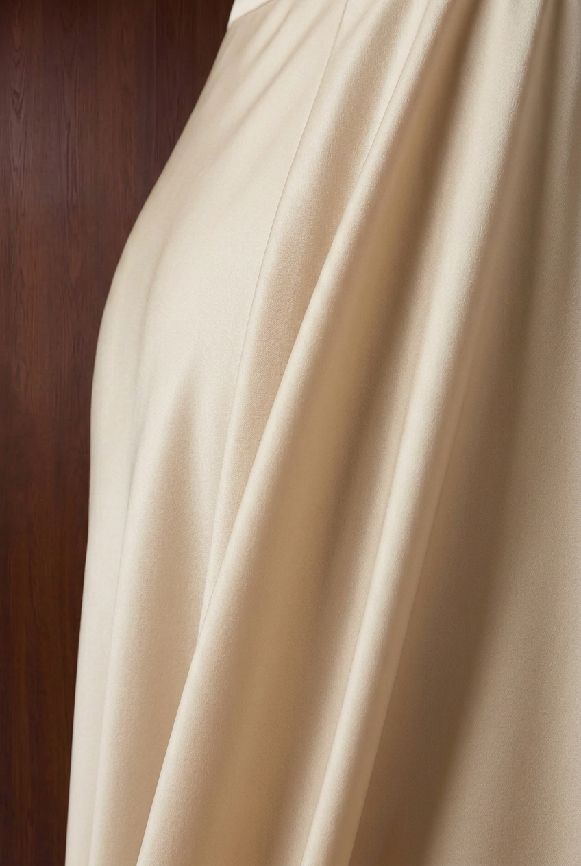 Detail beige satijnen rok