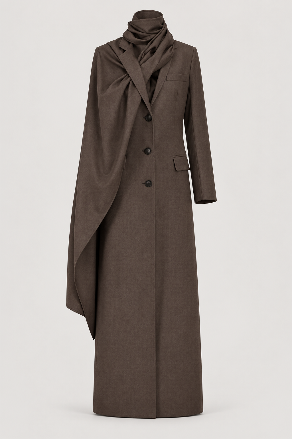Productfoto van de bruine blazer met sjaal